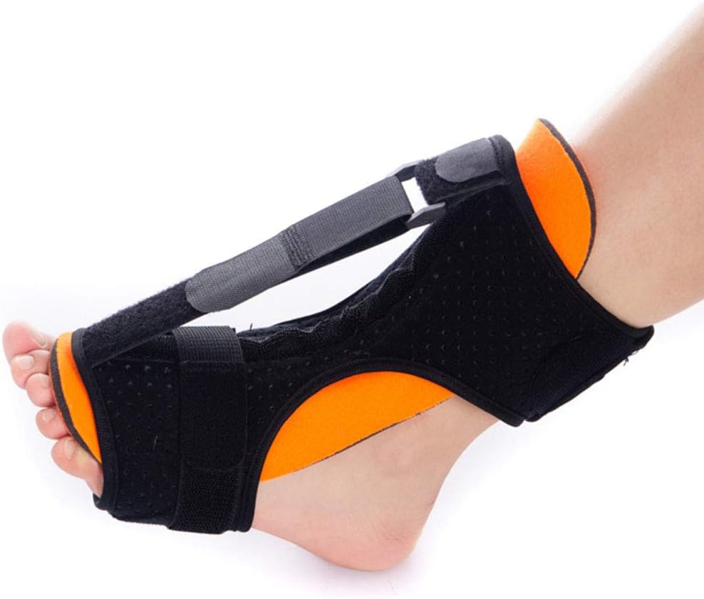 Plantar Fasciitis Night Splint, Adjustable Drop Foot Orthotic Brace for Heel Spur, Achilles Inflammation, Soreness Relief, Foot Stretching Support, Fits Left Right Foot,Orange