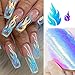 Flame Reflections Nail Stickers - 16pcs Halloween Holographic Fire Flame Nail Art Decals Nail Stencil for Nails Manicure, Maples DIY Nail Foils Tape Adhesive Decoration by DR.MODE