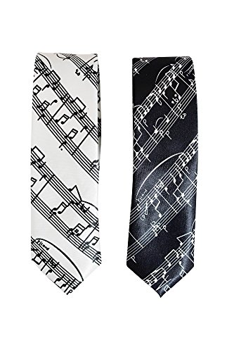 Music Note & Sheet Music Necktie & Bowties (Black & White Sheet Music Necktie Set)
