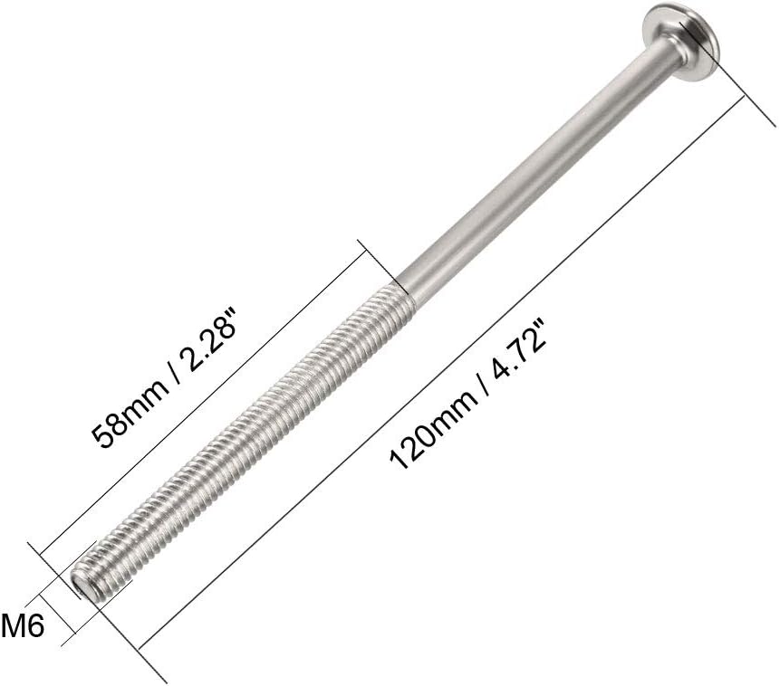 sourcing map M6x120mm Phillips Head Screws Furniture Bolts 58mm Thread Length 5pcs, Silver - Image 4