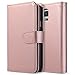 ULAK Galaxy S5 Case, Glaxy S5 Wallet Case, Rose Gold PU Leather Magnet Wallet Flip Case Cover with Built-in Credit Card/ID Card Slots for Samsung Galaxy S5 SV Galaxy S V i9600-Rose Gold