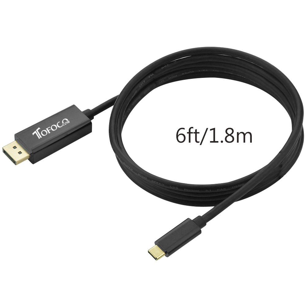 USB C to DisplayPort 1.2 Cable, (6ft/1.8m) USB 3.1 Type C to Display Port Male Thunderbolt 3 Adapter Compatible for Samsung S8, LG G5 G6, the New MacBook, ChromeBook, Dell XPS, Partial Compatible