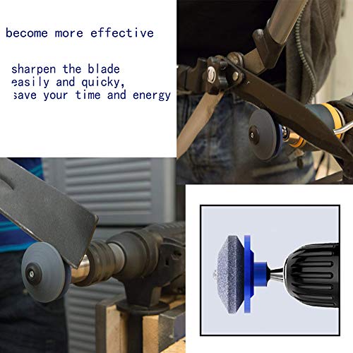 YOLIYANA Universal Lawnmower Blade Sharpener, Grinder Wheel Stone, Lawn Mower Blade Balancer Tool for Any Power Drill Hand Drill, for Garden, Courtyard, Kitchen -5Pack (Blue)