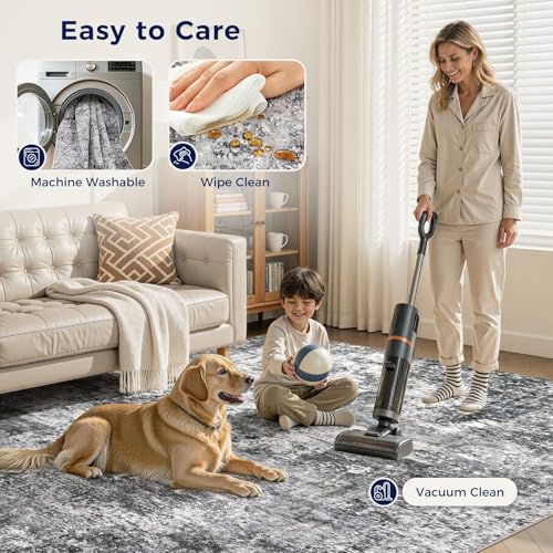 DMOYEST Area Rug Living Room Rugs - 9x12 Large Soft Indoor Neutral Modern Abstract Low Pile Washable Rug Carpet for Bedroom Dining Room Farmhouse Home Office - Grey