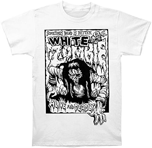 White Zombie Men's Alive &amp; Deadly T-shirt X-Large White