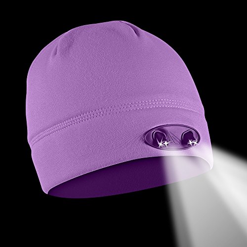 POWERCAP LED Beanie Cap 35/55 Ultra-Bright Hands Free LED Lighted Battery Powered Headlamp Hat - Purple Fleece (CUBWB-5628) - Thumbnail 2