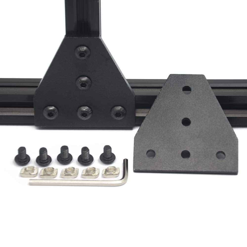 Iverntech 4Pcs Black T Shape Corner Bracket Outside Joint Board Plate with 20Pcs M5 T-Nuts+20Pcs M5 Screws +1Pcs Wrench for Standard 6mm Slot 2020 Series Aluminum Extrusion Profile