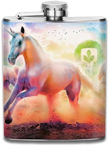 CZZD Rainbow Unicorn Horse Portable Stainless Steel Flagon Liquor Flask