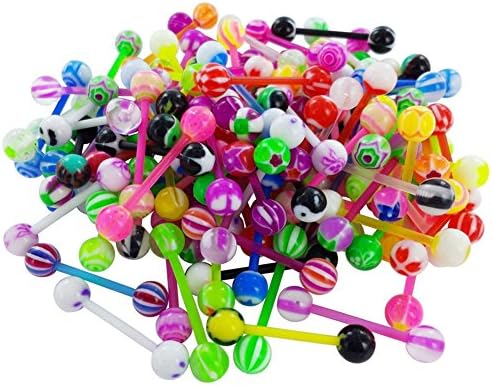 SaiDeng UV Rod Colorful Body Piercing Jewelry Tongue Nail Lip Eyebrow Nose Ring 20pcs