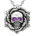 Skull Rose Birthstone Necklace With Crystal 17