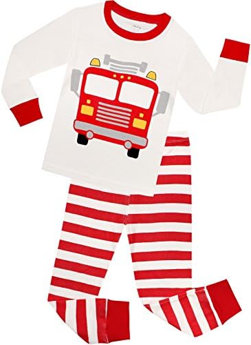 Boys Fire Truck Pajamas Children Christmas Clothes Kids Pjs Pants Set Size 5 Years