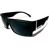 Locs Mens Flat Top Gangster Sunglasses Black Silver Frame 91026