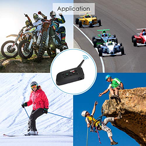 Helmet Bluetooth Intercom Kit Bluetooth Intercom Helmet Headset 1200m Motorcycle Headphone Waterproof for 6 Riders Waterproof 2 Pack