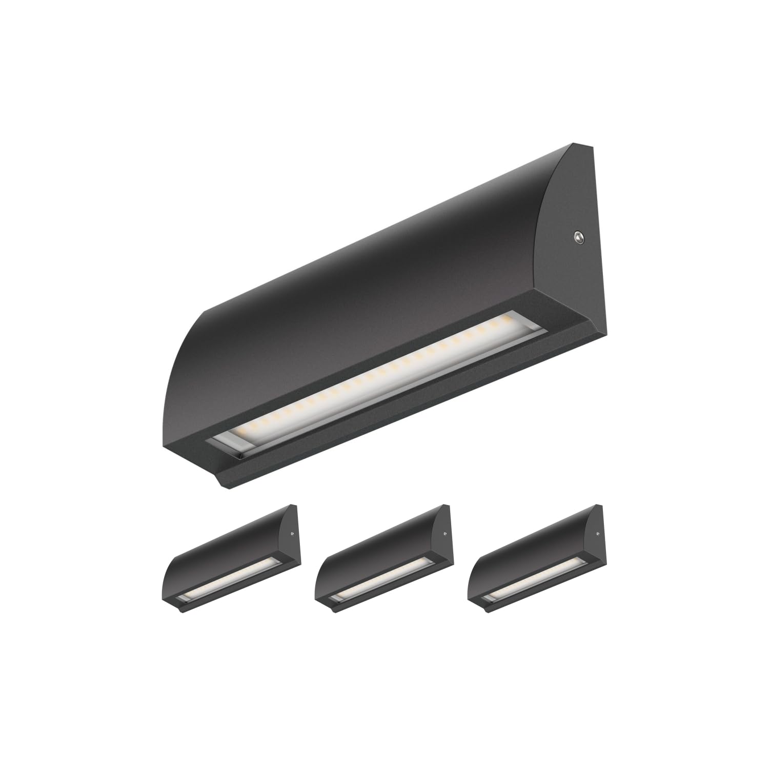 ledscom.de 4 LED wall Light/Staircase Light SEGIN for Outdoors, IP54, Flat, Downlight, Black matt, Angular, 6.2 W, 566lm, Warm White