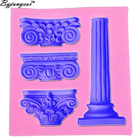 1 piece Byjunyeor M482 Retro Rome Column Fondant Silicone Mold Sugar Craft Chocolate Mold Cake Decoration Kitchenware 9.310.11.3CM