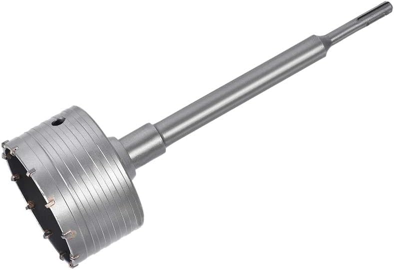 sourcing map Wall Hole Drill Bit 100mm Concrete Cement Stone Hole Saw Cutter 240mm Drilling Depth Round Shank with Connecting Rod Drill for SDS X4 Impact Drill