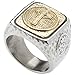 Celtic Cross Signet Ring. Platinum Style Surgical Stainless Steel with 18kt Gold Plating. Comfort Fit.