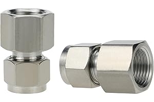 Horiznext stainless steel 304 straight compression fitting to connect 3/8 inch O.D. tube x NPT 3/8 female thread coupler, for air water fuel liquid pipe hose (2 pcs)