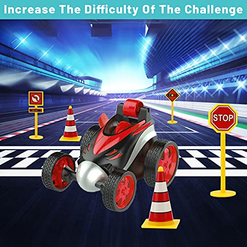 Remote Control Car for Kids, 360 Degree Rolling Dancing Performance Rotation Racing Car ,Rc Vehicle Four Wheel Stunt Car Toy for Boys and Girls (Red)