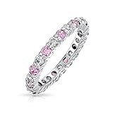 Bling Jewelry Simulated Pink Topaz CZ Stackable Eternity Band Ring Silver