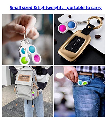 4PCS Simple Dimple Fidget Keychain, Mini Popping Fidget Toys Sensory Therapy Popper Portable Stress Relief Hand Toys for Kids and Adults in Office Home School（Muti-Colored)