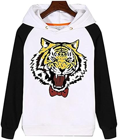 Costhat Cosplay Tiger Pattern Sweater Hoodie Shirt Long-Sleeve Tracksuit (Asian:Large, White Tiger)