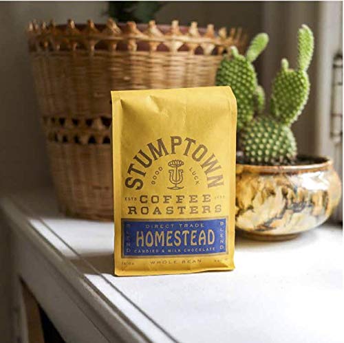 STUMPTOWN COFFEE ROASTERS, MEDIUM ROAST WHOLE BEAN COFFEE – HOMESTEAD BLEND 12 OUNCE BAG WITH FLAVOR NOTES OF MILK CHOCOLATE, CHERRY AND ORANGE