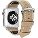 Fullmosa 7 Colors Compatible Watch Band, Calf Leather Compatible Watch Strap Replacement Strap with Stainless Steel Clasp, Khaki 38mm