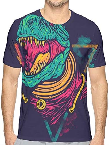 Displate Poster Space Rex Dinosaurs Mens All-Over 3D Printed Graphic T-Shirts Summer Cool Short Sleeve Tees