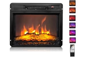 ROVSUN 26" Electric Fireplace Inserts with Remote Control, 1400W Recessed Stove Heater with 8H Timer, 6 Flame Colors, 5 Brightness for Indoor Use, ETL