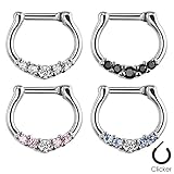 Shining Five-Gems 316L Surgical Steel Septum Clicker Ring(Sold Individually)