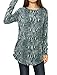 Allegra K Women's Printed Round Neck Long Sleeves Loose Tunic Knitted Top Gray M (US 10)