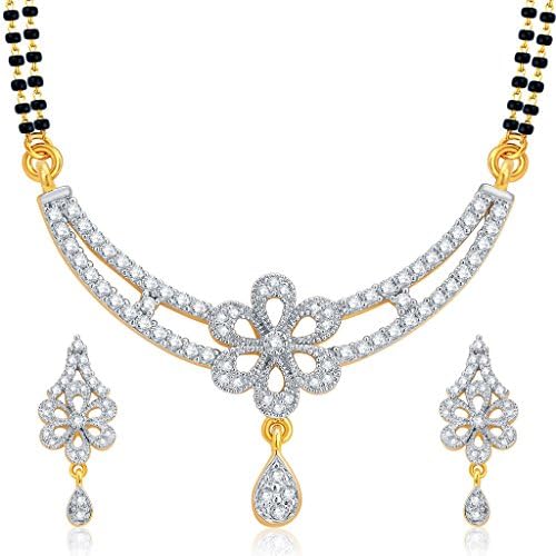 Fashionable Gold and Rhodium Plated CZ Mangalsutra Set For Women Fashion Jewellery India