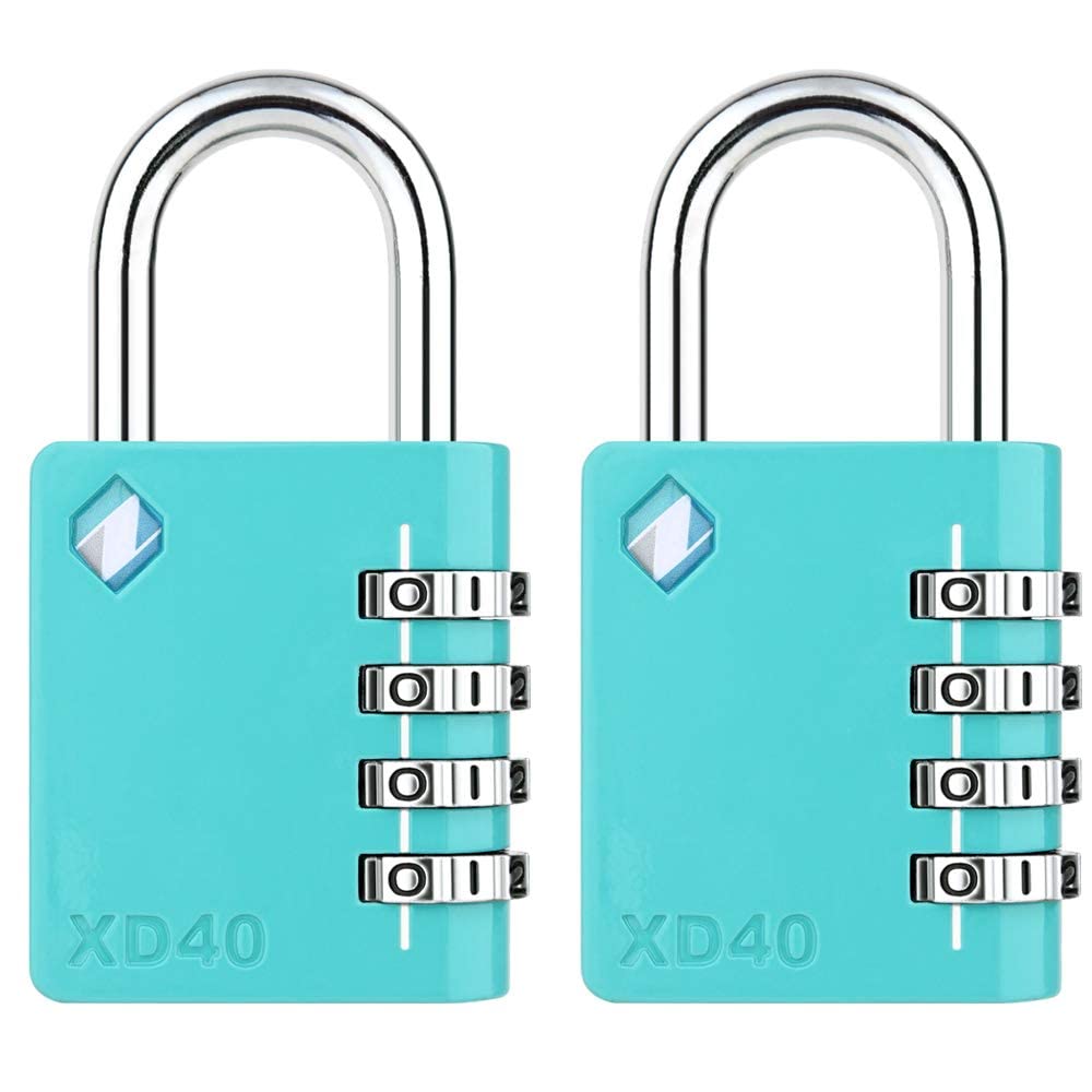 [ZARKER XD40] Heavy Duty Outdoor 4-Digit Combination Padlock for Locker, Gym, gate, shed, Tool Box, Door, Cabinet and Garage with Code - Emerald 2packs