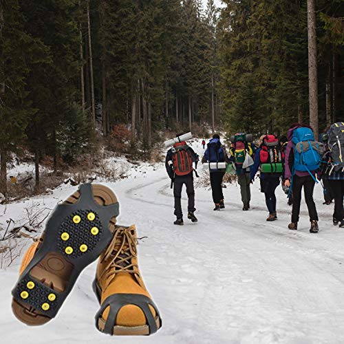 SYOURSELF Ice Cleats Snow Grips Overshoes Boots, Anti-Slip Silicone Portable Walk Traction Cleats Stainless Steel Spikes for Walking, Jogging, Hiking, Climbing, Fishing, Running, Men, Dog, Kids (M)