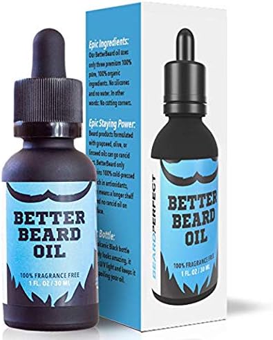 BeardPerfect BETTER BEARD OIL - End Beard Dander and Grow Your Best Beard - 100% Fragrance Free - All Organic Ingredients - Tame your Mane with Jojoba, Argan, and Baobab Oils - 100% Pure