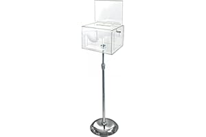 Azar Displays 206325-CLR Suggestion Box with Lock and Keys, Donation Box, Offering Box, Locked Display Stand, Acrylic Sign Holder on Pedestal, Clear Locking Box with Slot, 11"x 8.25"x8.25"