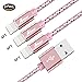 Aimus Lightning Charger Cable [3Pack] for iPhone Nylon Braided Lightning to USB Charging Cord for iPhone X/8/8 Plus/7/7 Plus/6/6 Plus/5/5S/5C/SE, iPad Air iPod - 4FT+4FT+6FT (Rose Gold)