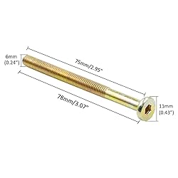 Mecion 10 Pcs M6 x 75mm Zinc Plated Hex Socket