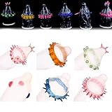 10 Pcs Adult Sensitive Orgasm Latex Condoms Dotted Ribbed Stimulate Vaginal (10Pack colorful)