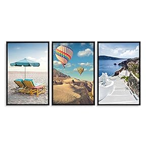3 Piece Framed Canvas Home Artwork Decoration Nordic Summer Day Canvas Wall Art for Living Room, Bedroom - 16"x24"x3 Panels