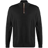 Viyella Men's Solid 1/4 Zip Neck Merino Wool Sweater (Black, Medium)
