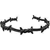 Hokygoky Cuff Bracelets for Men Women Bangle Thorn Line Geometric Twisted Titanium Steel Open Cuff Barbed Wire Viking Bracelet Jewelry Gifts