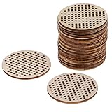 Baosity 20 Pieces Natural Wood Oval/Heart/Round Shapes Multi-Hole Wooden Pendant for Counted Cross Stitch Kit DIY Home Christmas Decoration Ornaments - 50mm Circle
