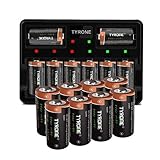 Arlo Batteries Rechargeable and Charger, Tyrone CR123A Rechargeable Batteries for Arlo Wireless Cameras [ More Than 700mAh 3.7V Batteries with Smart Charger ] (16 Pack with 8-Port Charger)