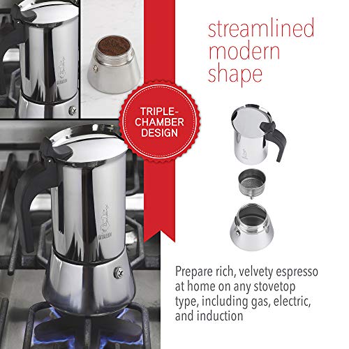 Bialetti Venus Induction 4 Cup Espresso Coffee Maker, Stainless Steel