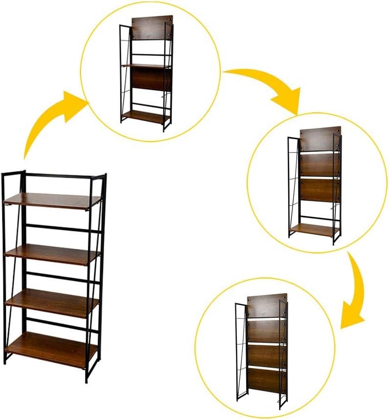 Librero Plegable, con 4 estanterías para Almacenamiento Armable para