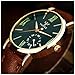 LinTimes Fashion Mens Womens Watch Quartz Analog Roman Numeral Scale Business Casual Wristwatch Brown Band Green Dial