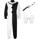 MARCSONNIA Adult Clown Costume Jumpsuit Costume Horror Movie Halloween The Killer Clown Outfits