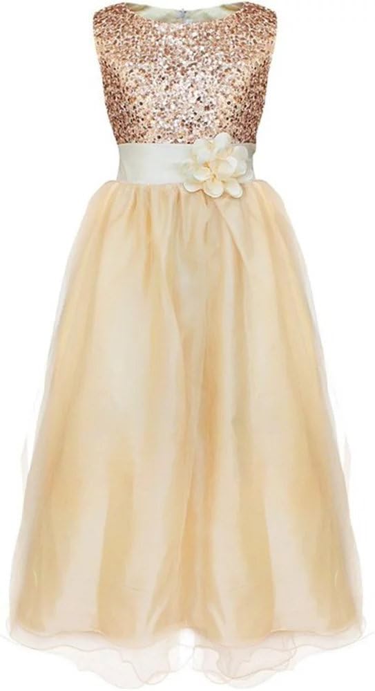 ZAH Sequin Mesh Flower Party Wedding Gown Bridesmaid Tulle Dress Little Girl